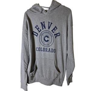 DENVER COLORADO Gray Blue Active Sporty Soft Pullover Hoodie SZ XL